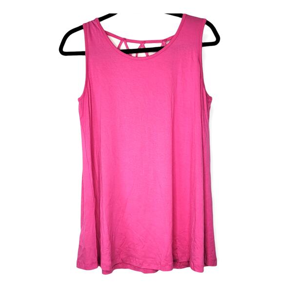 White Birch Fuschia Pink Lattice Back Sleeveless Tank Top Women Sz S - Picture 4 of 6